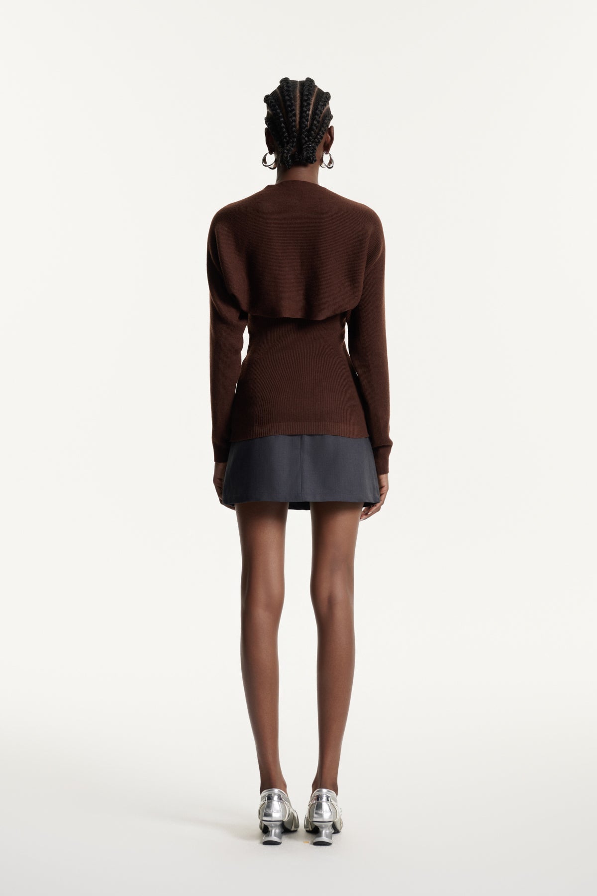 Edwyna Grid Bağlamalı Örgü Üst Kahverengi