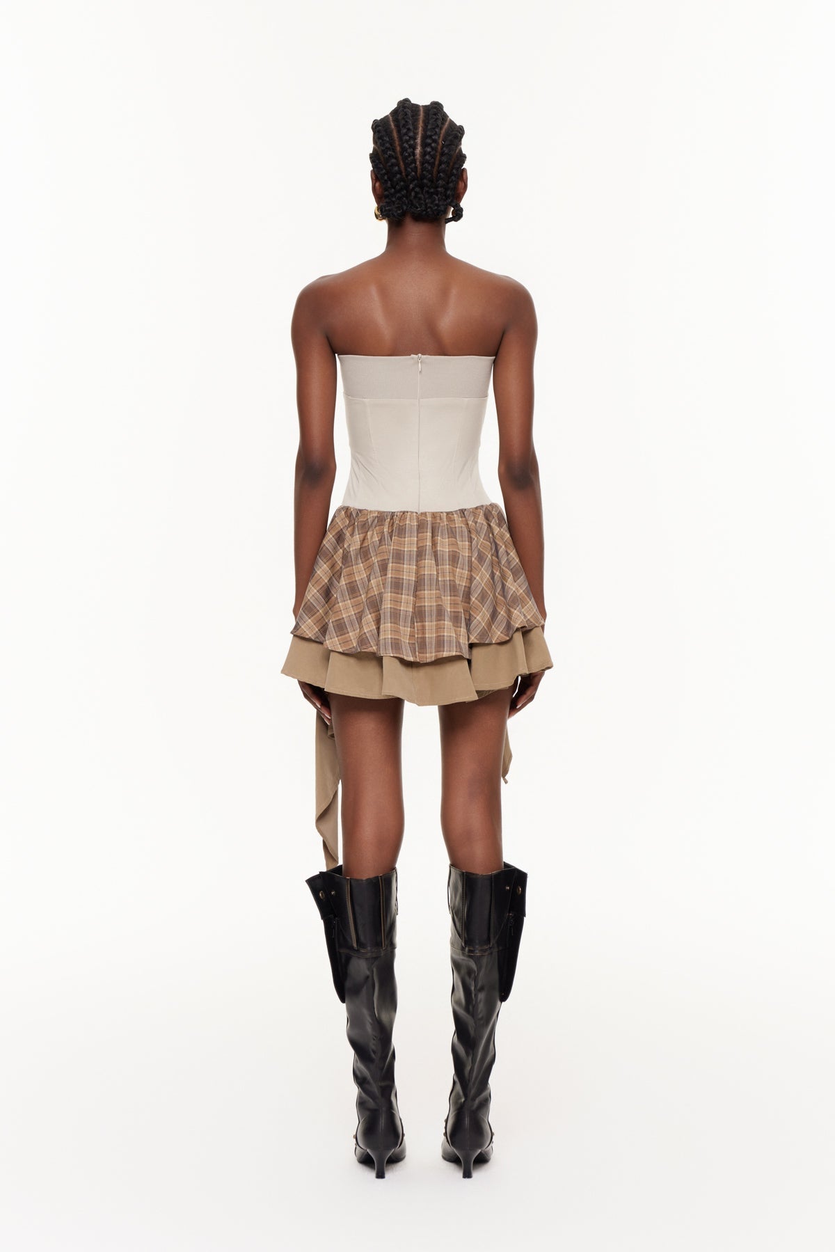 Eglantine Grid Bağcıklı Mini Elbise