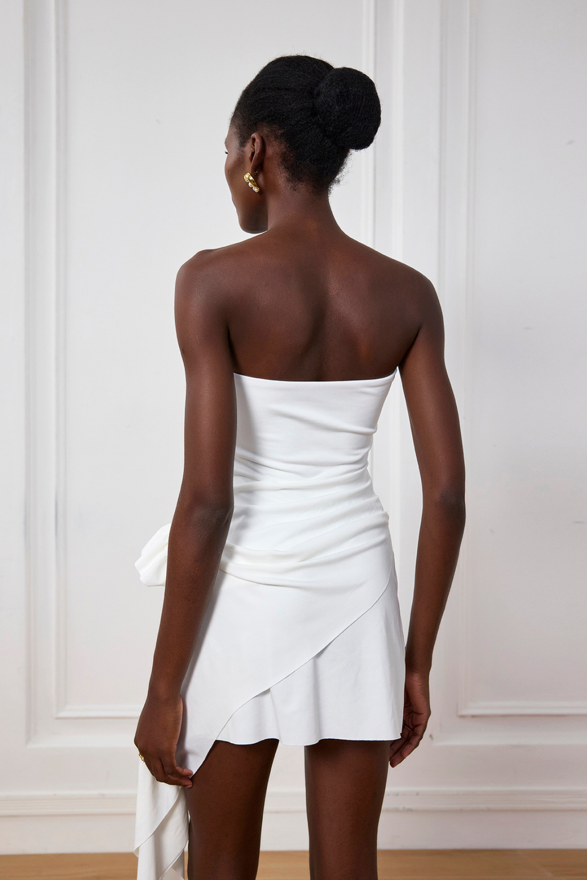 Emmeline Bodycon Düşük Omuz Çiçek Mini Elbise