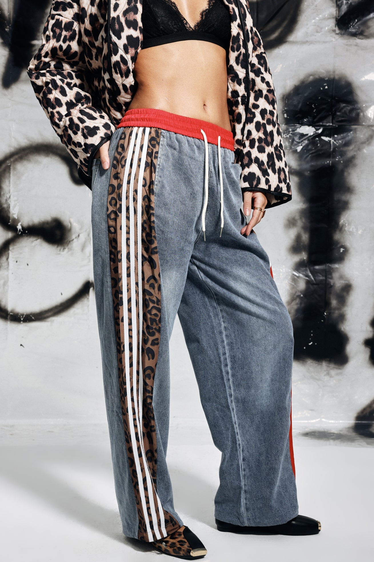 Erica Leopard Deconstruct Şerit Kot