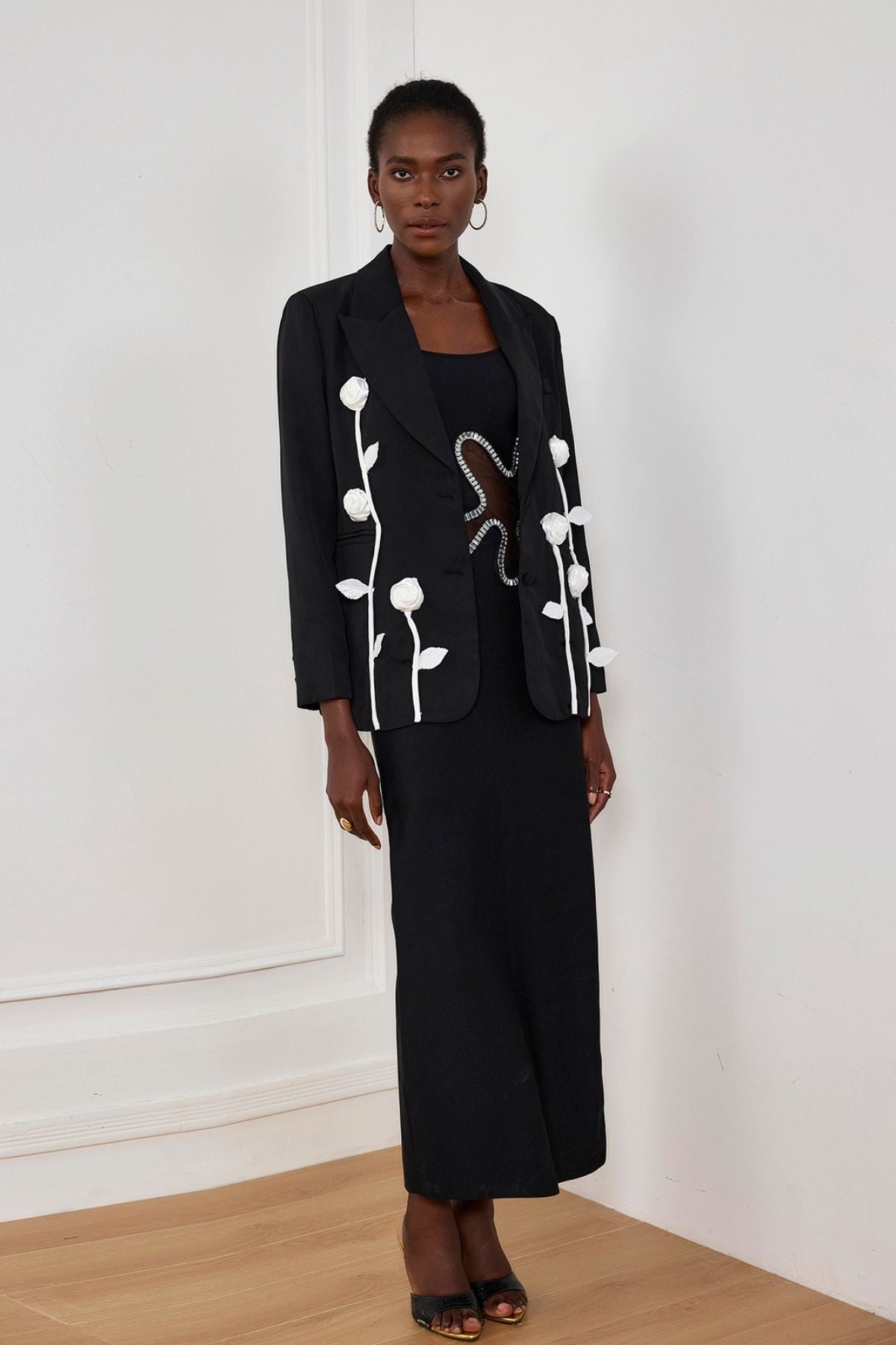 Kamiyah Çiçek Yaka Dalma Blazer