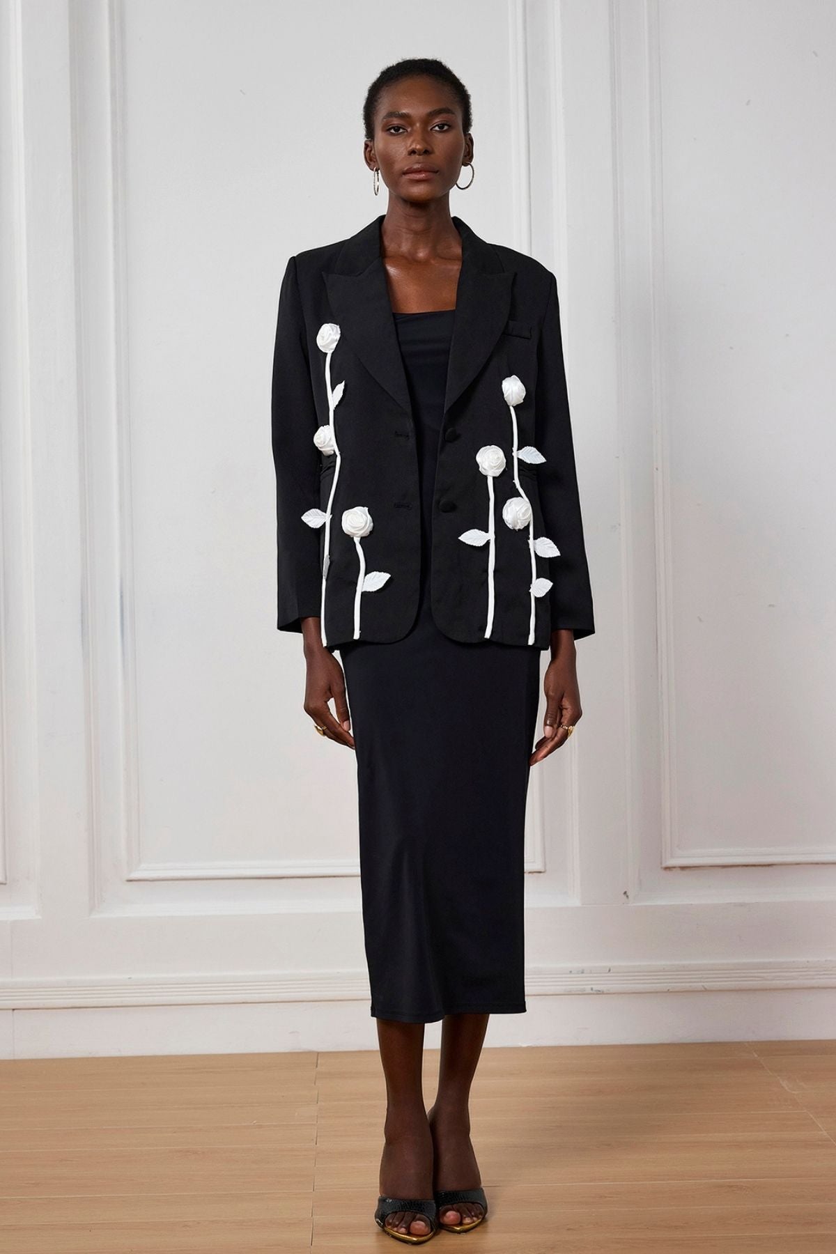 Kamiyah Çiçek Yaka Dalma Blazer
