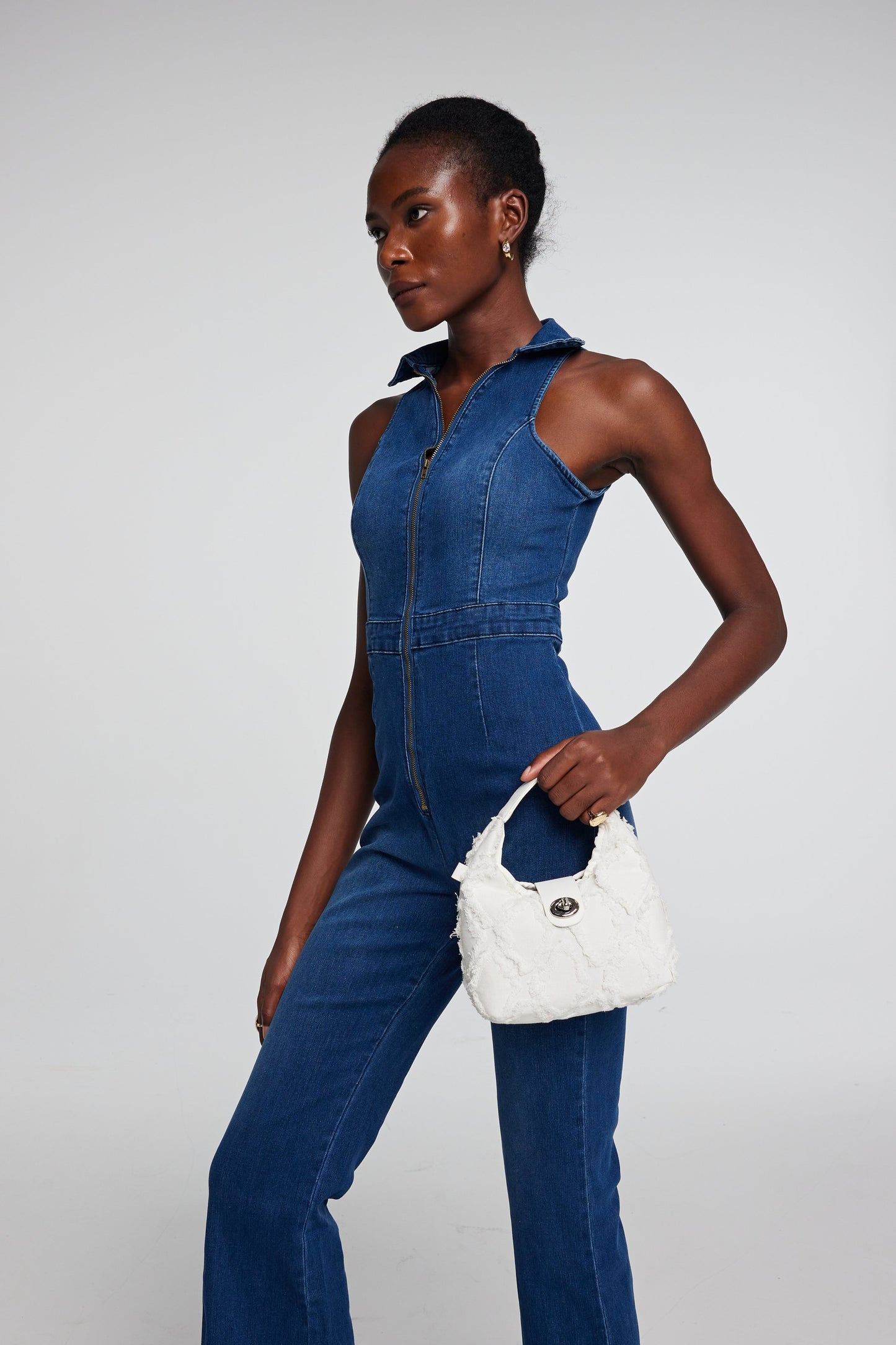 Kelly Rhombus Saçaklı Denim Çanta