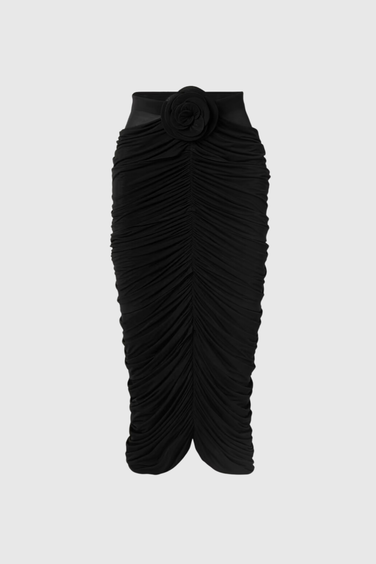 Siyah Kenya Çiçek Dantelli File Midi Etek