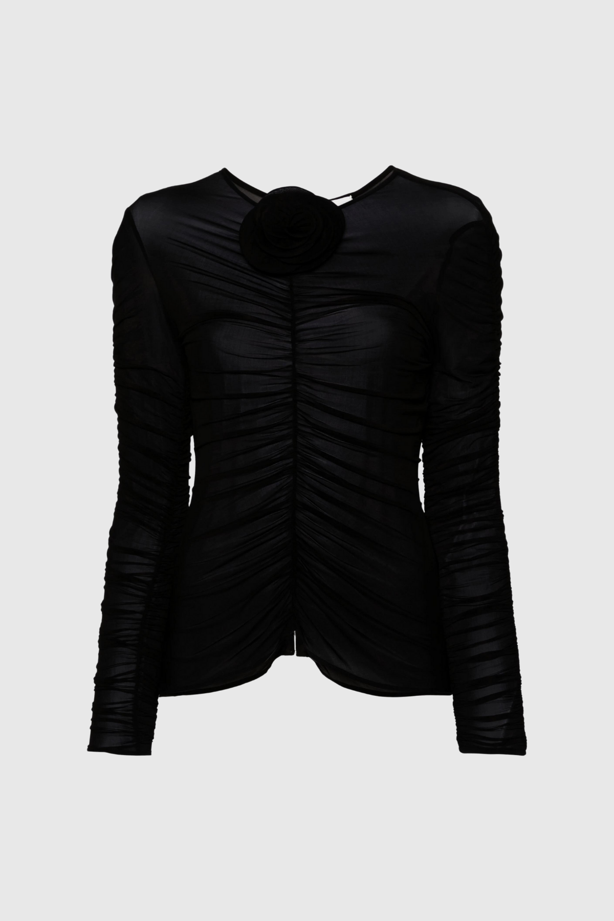 Siyah Kenya Çiçek Dantelli File Üst