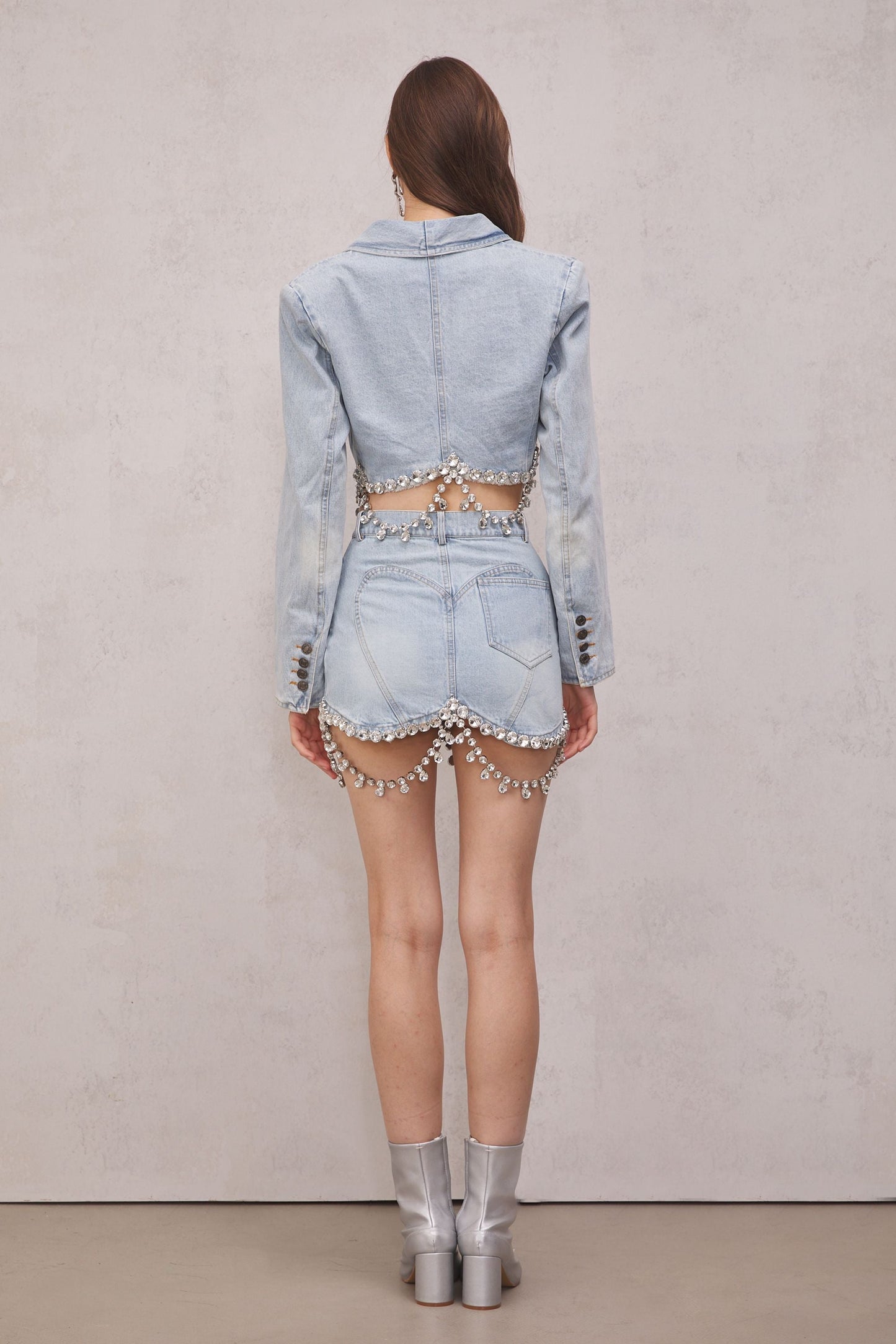 Maya Kristal Taşlı Denim Ceket