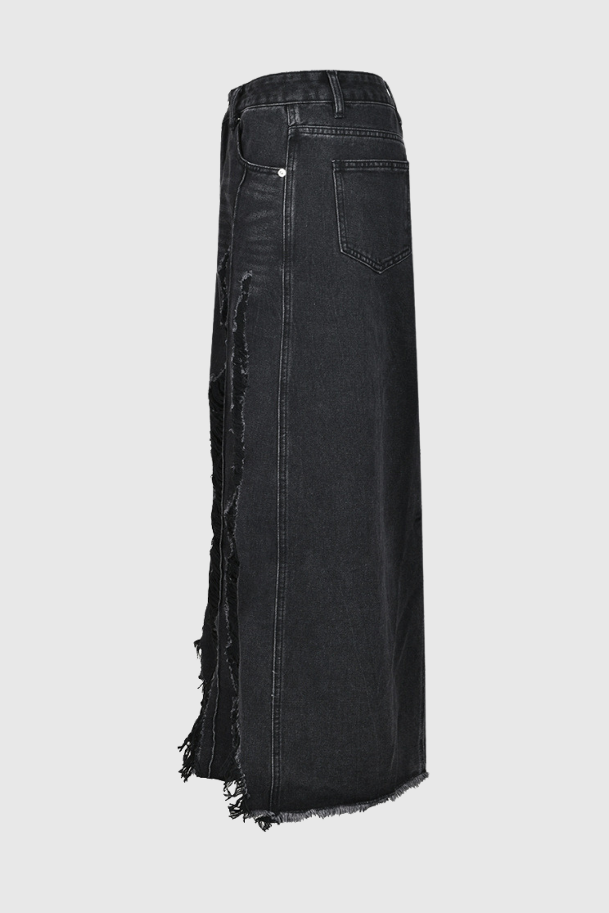 Melany Püsküllü Yüksek Bölme Denim Maxi Etek