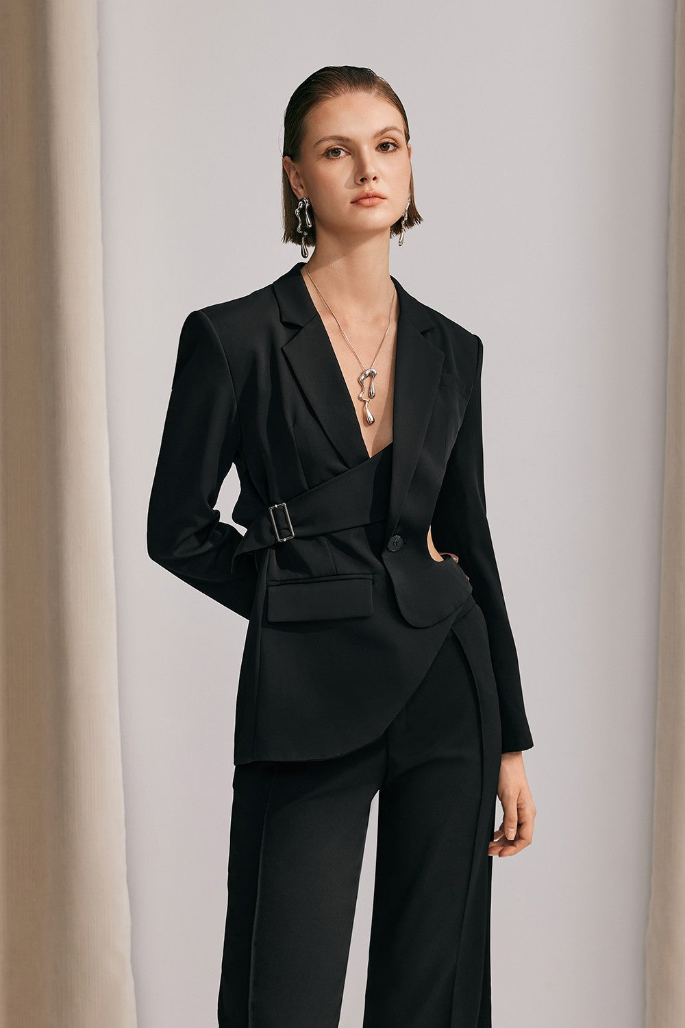 Morgan Siyah Asimetrik Kesim Blazer