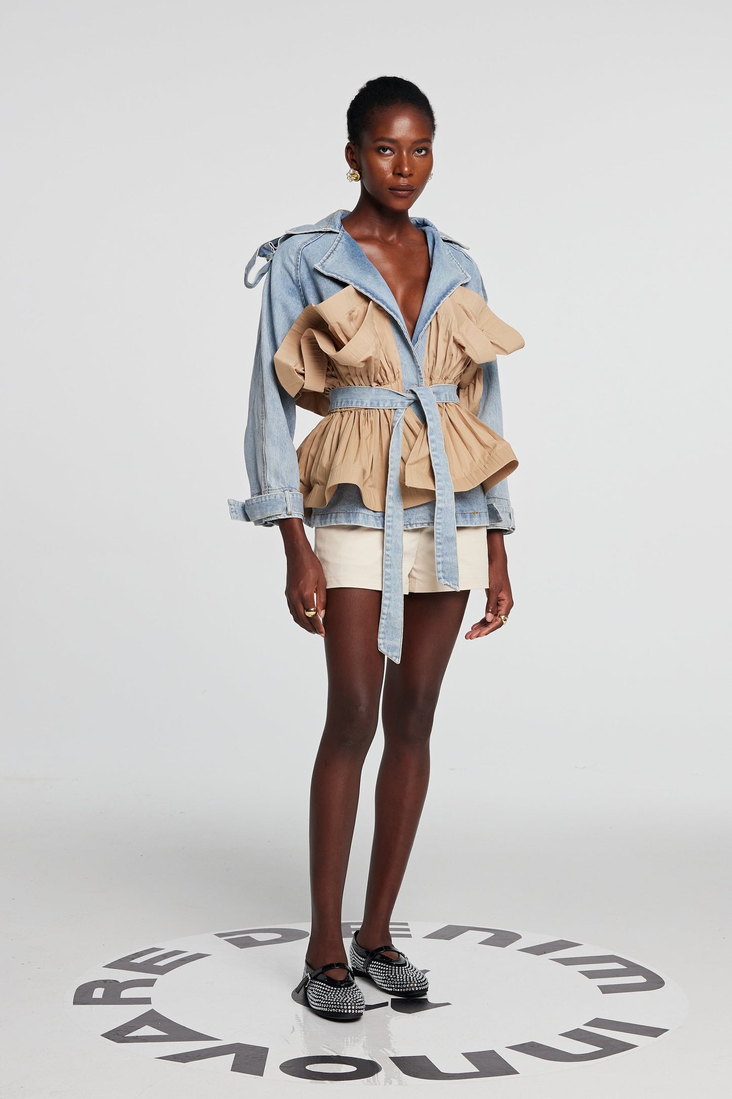 Noor Deconstructed Fırfırlı Denim Ceket