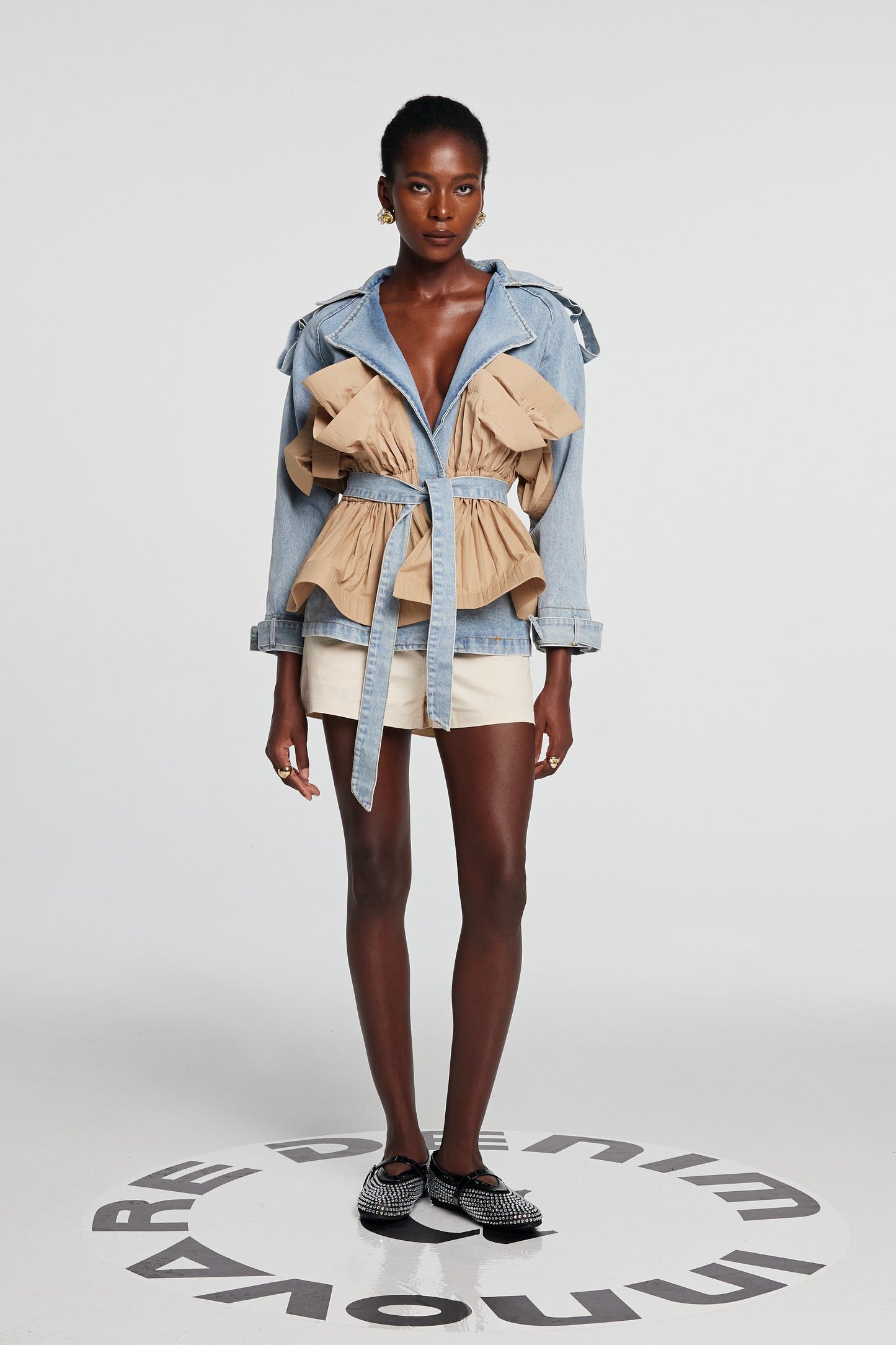 Noor Deconstructed Fırfırlı Denim Ceket