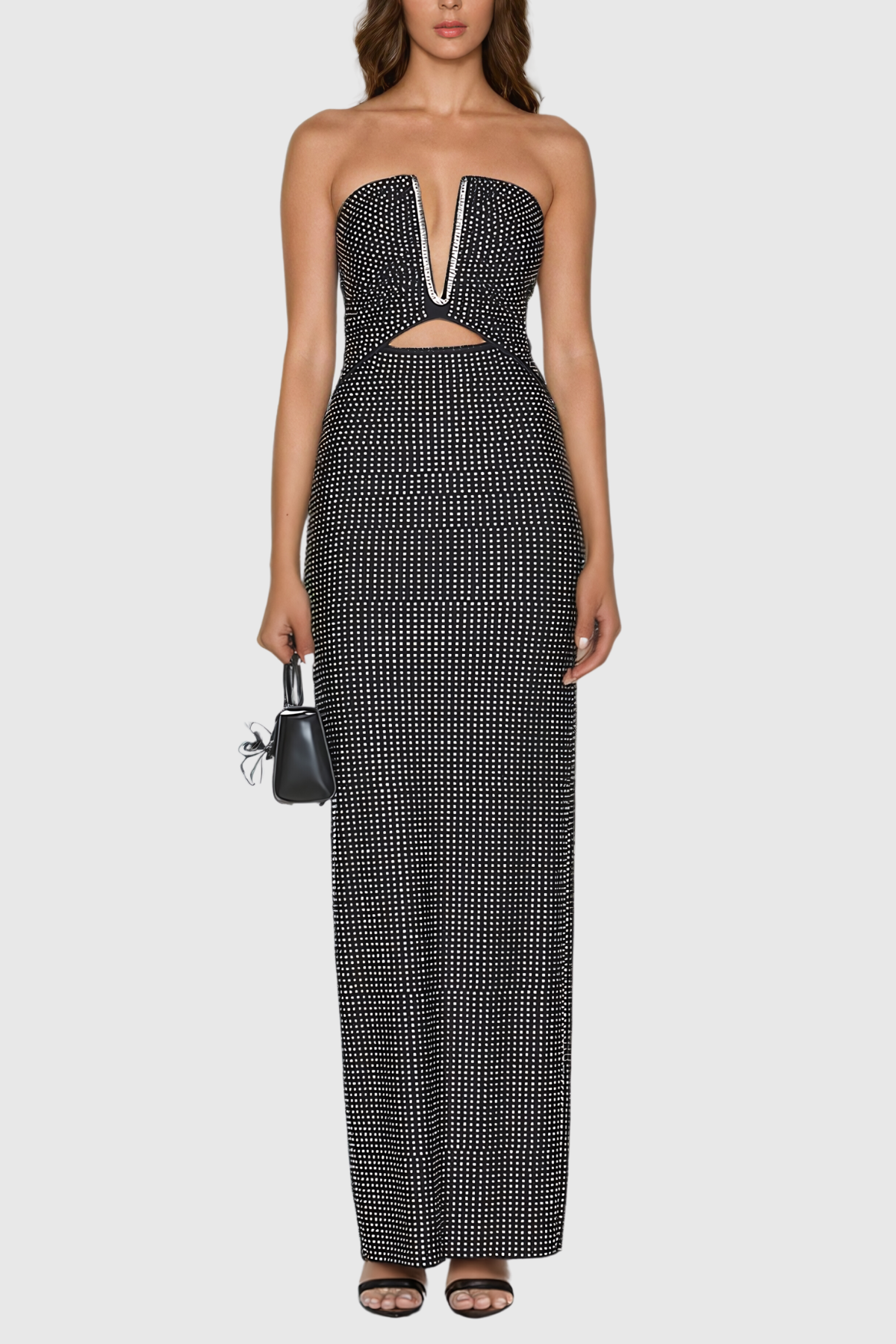 Salem Taşlı Bodycon Maxi Elbise