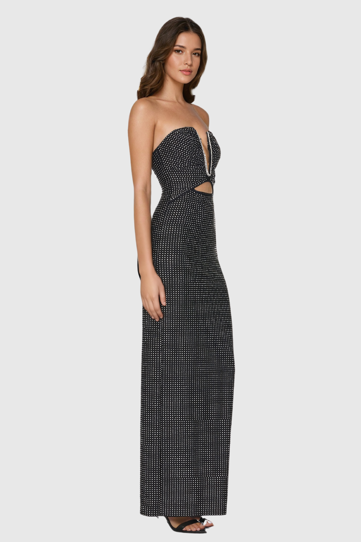Salem Taşlı Bodycon Maxi Elbise