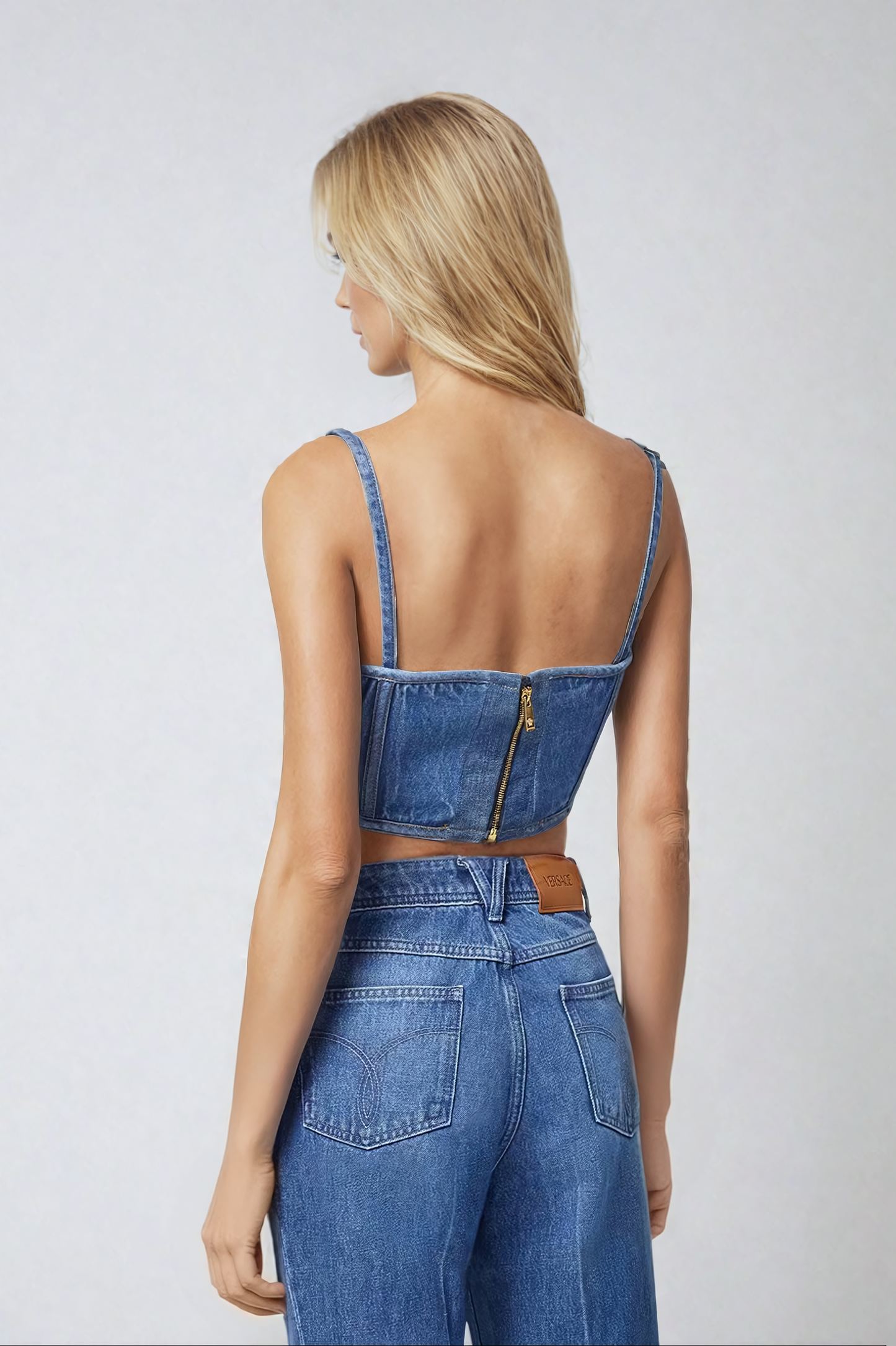 Taylor Korse Spagetti Denim Üst