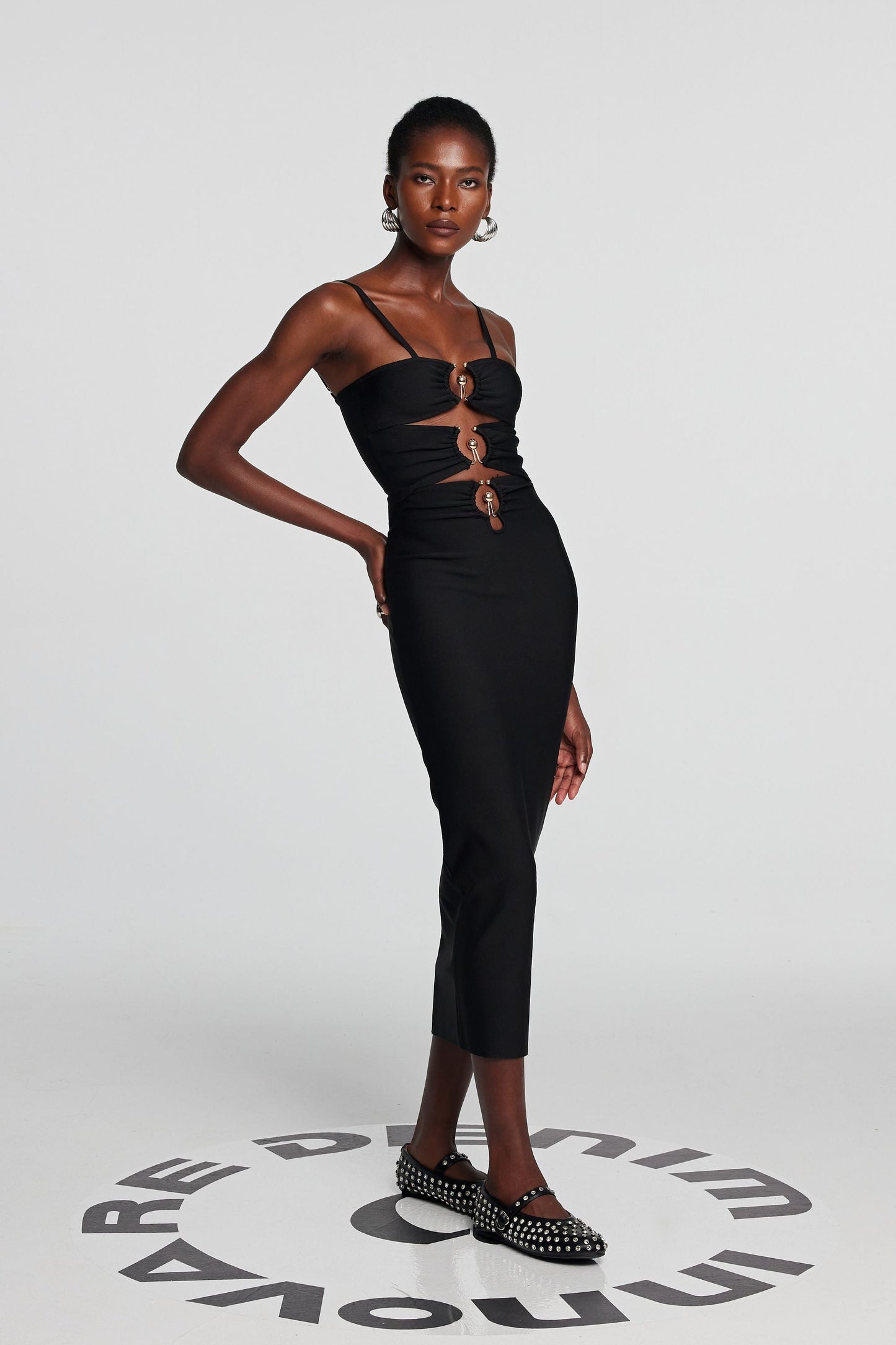 Tessa Hollow Spagetti Maxi Elbise