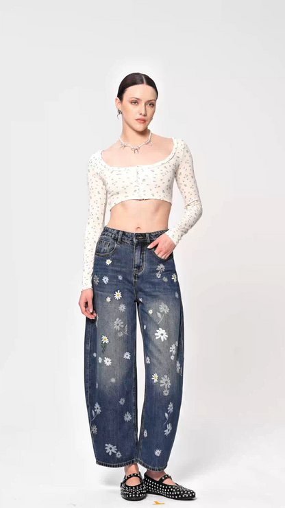 Eiluned Çiçekli Crop Top