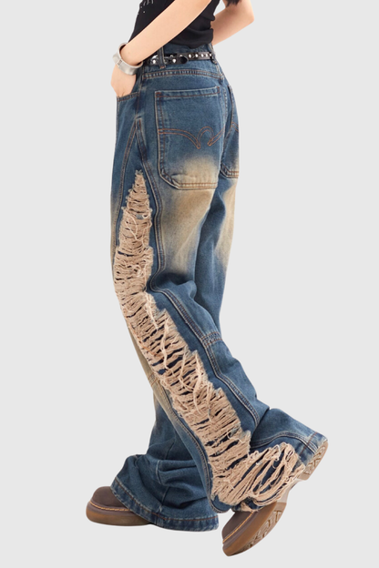 Abie Saçaklı Yırtık Hayley Jeans