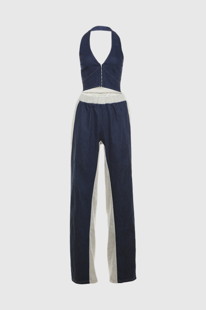 Adams Boyundan Bağlamalı Deconstruct Denim Pantolon Takım
