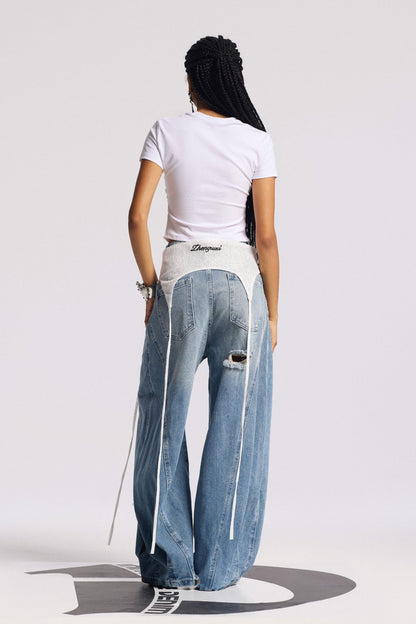 Anouk Asimetrik Deconstruct Geniş Kot Pantolon
