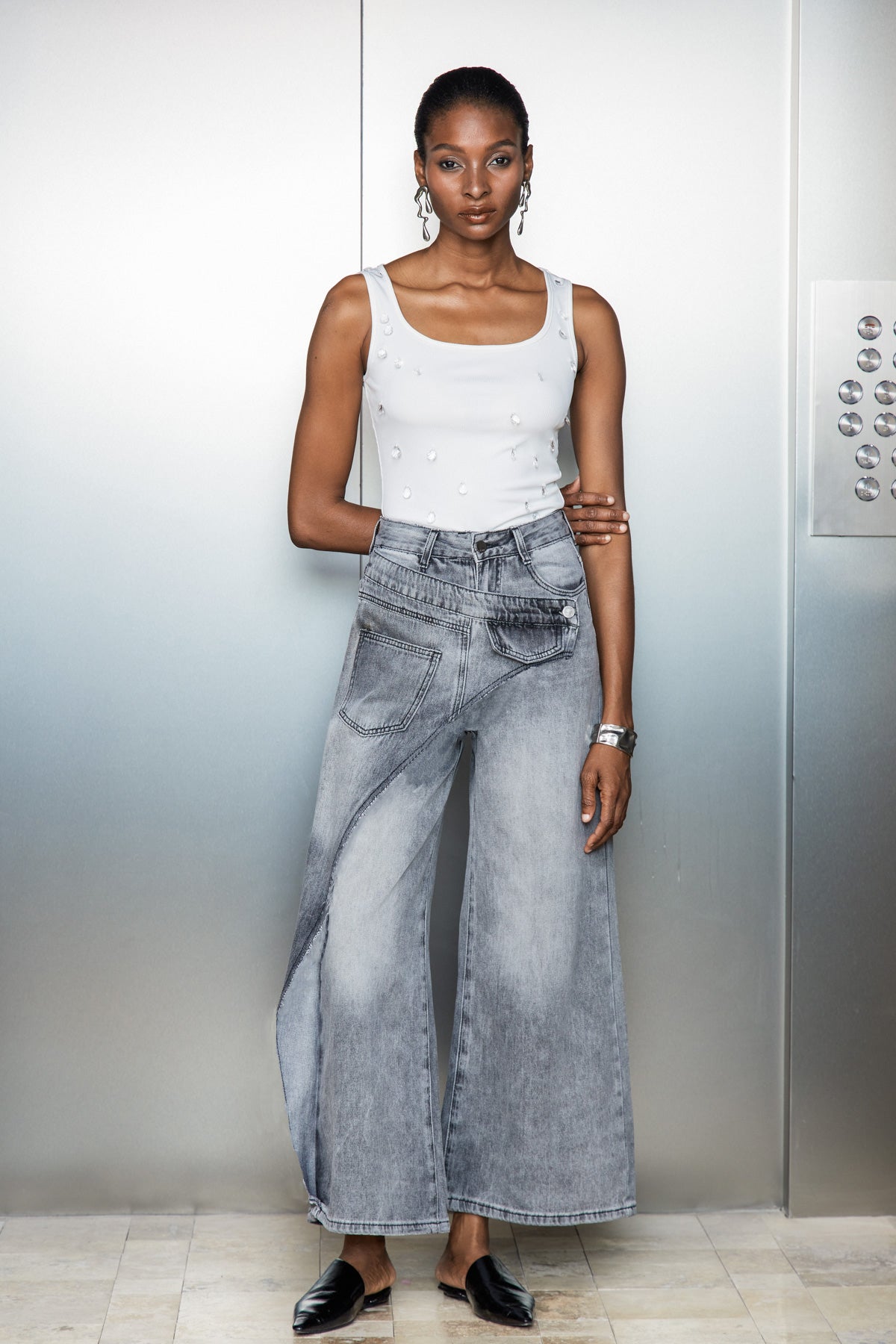 Ansgar Deconstruct Asimetrik Saçaklı Kot Pantolon