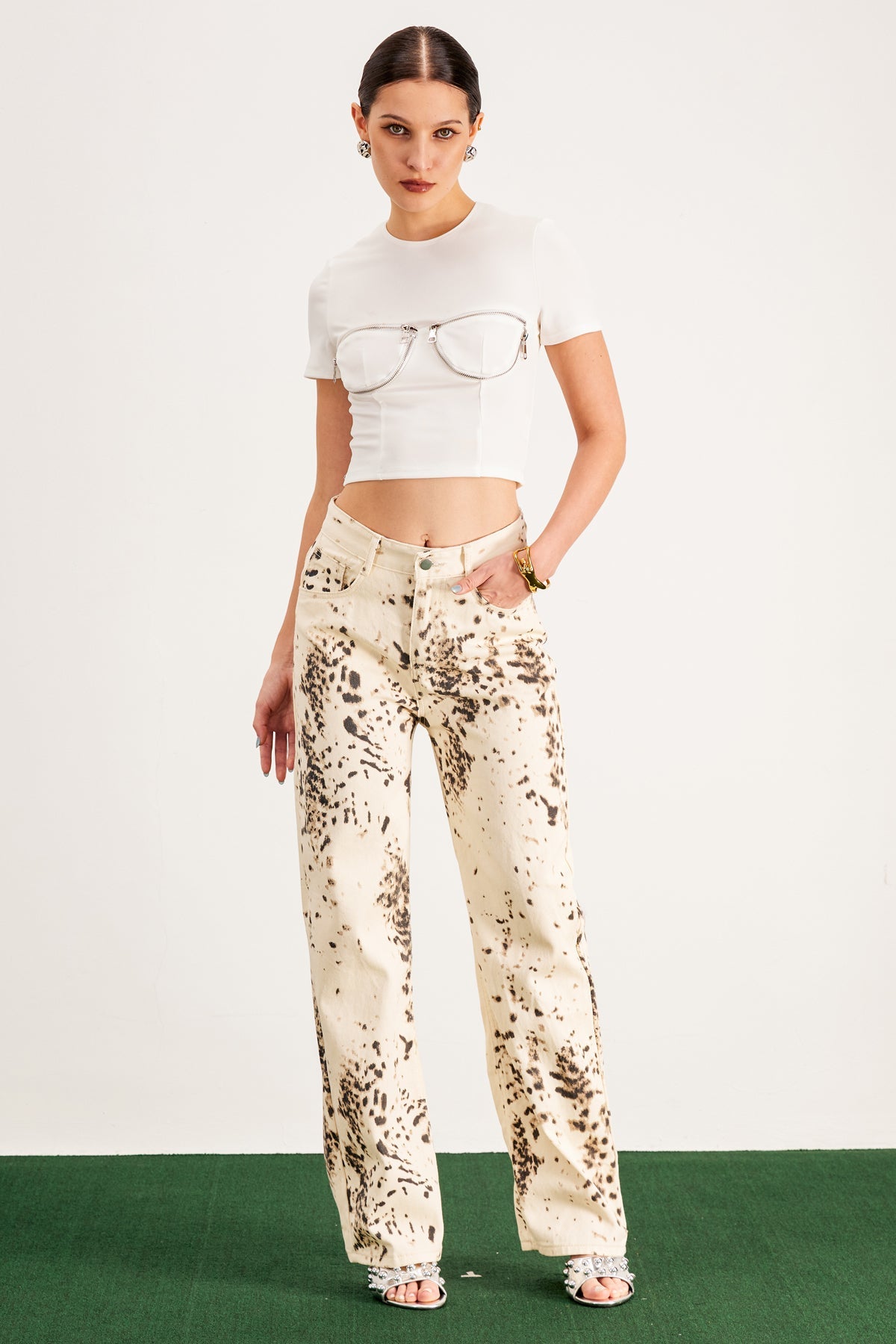 Balwinder Ağartılmış Leopar Pantolon