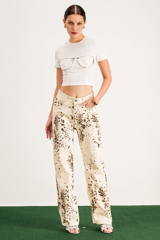 Balwinder Ağartılmış Leopar Pantolon