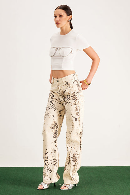 Balwinder Ağartılmış Leopar Pantolon