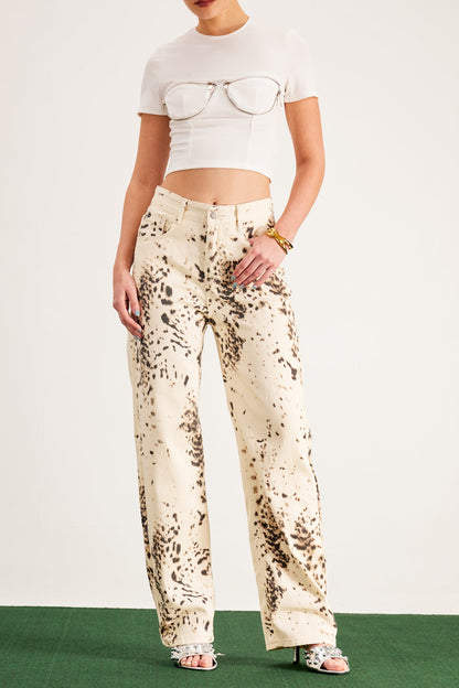Balwinder Ağartılmış Leopar Pantolon