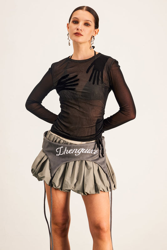 Banks Bodycon Mesh Crop Top Siyah