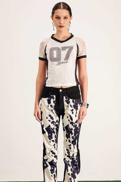 Baptistine Dantel Bodycon Crop Top