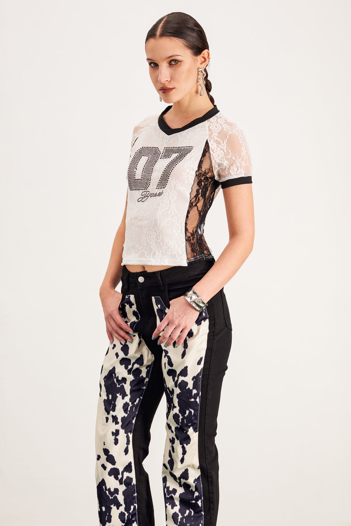Baptistine Dantel Bodycon Crop Top