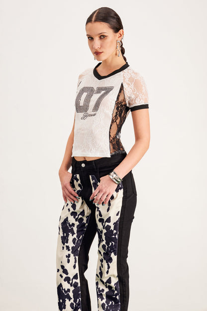 Baptistine Dantel Bodycon Crop Top