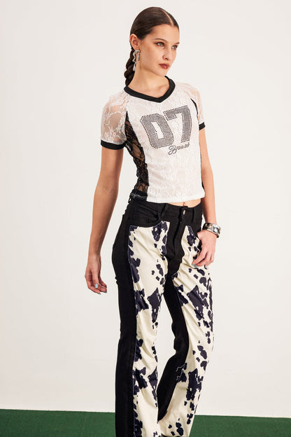 Baptistine Dantel Bodycon Crop Top