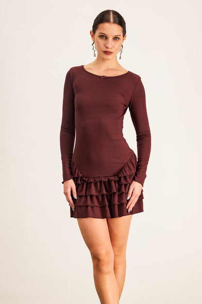Baraka Ruffle Bodycon Mini Elbise