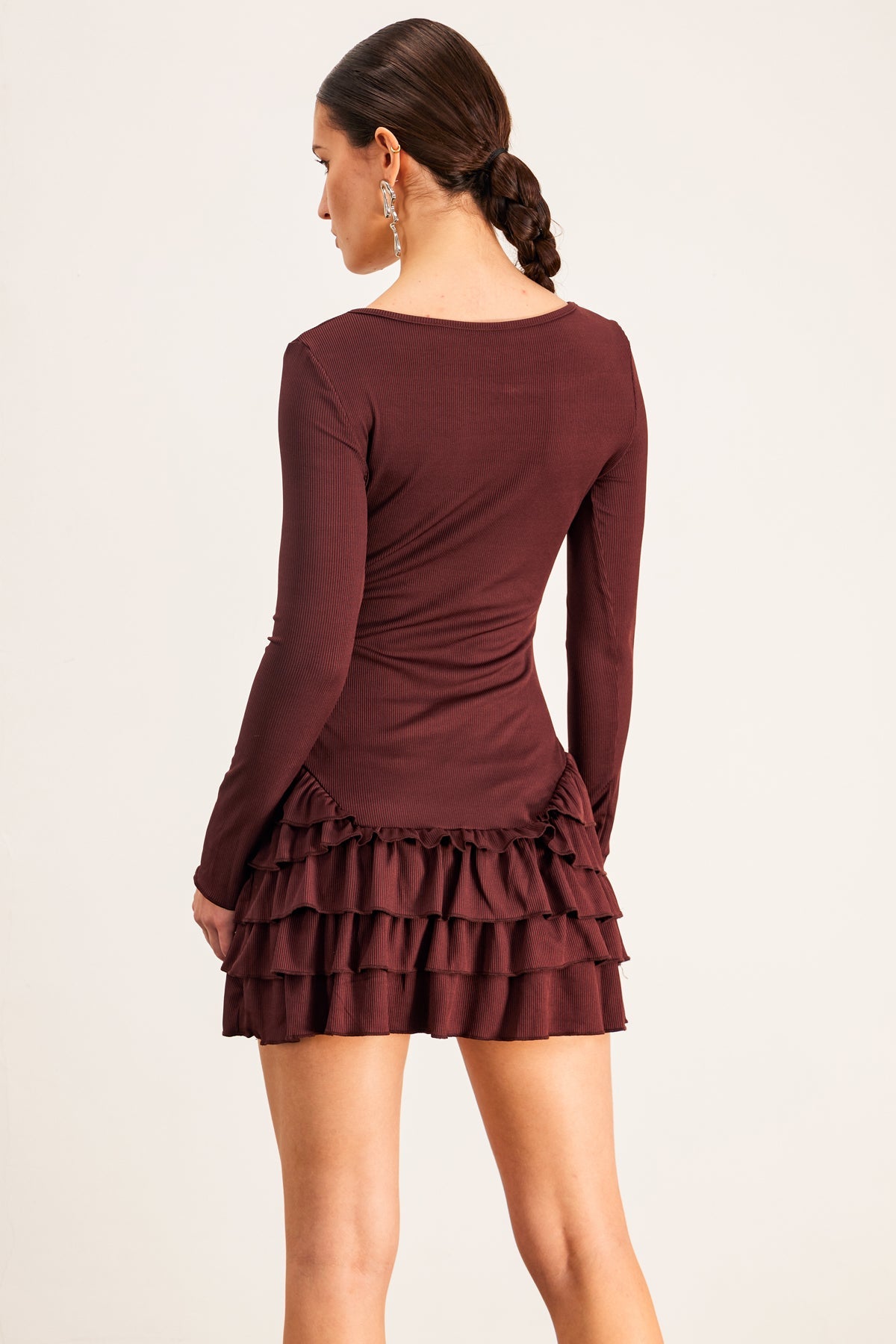 Baraka Ruffle Bodycon Mini Elbise