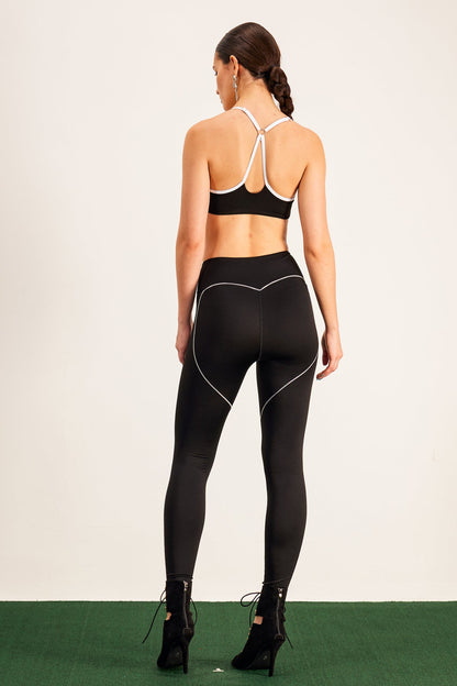 Barney Cutout Crop Bodycon Tayt Takımı Siyah