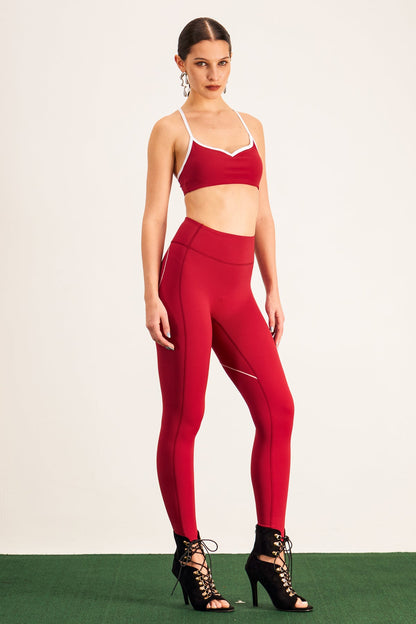 Barney Cutout Crop Bodycon Tayt Takımı Kırmızı