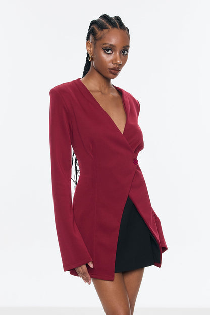 Bellatrix Deconstruct Split Bodycon Blazer Kırmızı