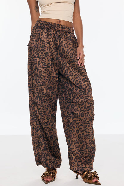 Benicia Süet Leopar Geniş Pantolon