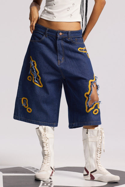 Billie Cutout Midi Pantolon Derin Mavi
