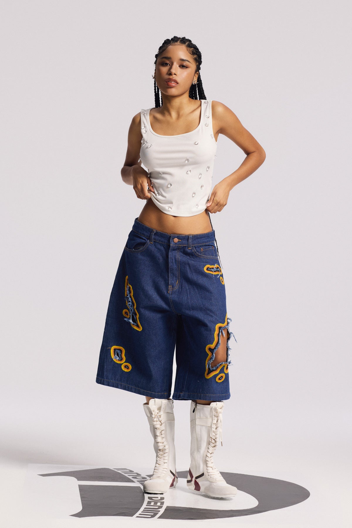 Billie Cutout Midi Pantolon Derin Mavi
