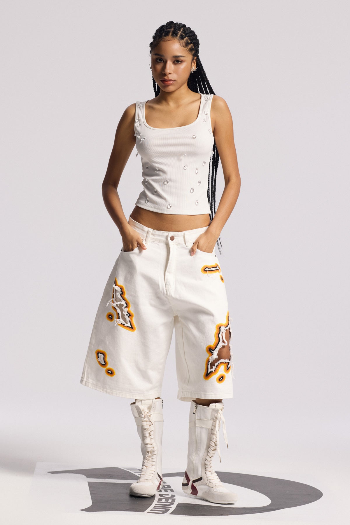 Billie Cutout Midi Beyaz Pantolon