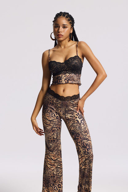 Bindy Dantel Leopar Pantolon Takımı
