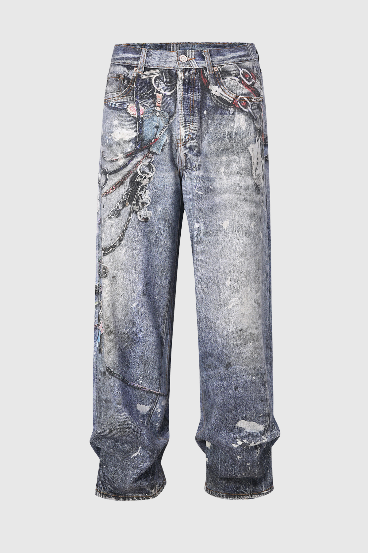 Birdie  Baskılı Geniş Paça Kot Pantolon
