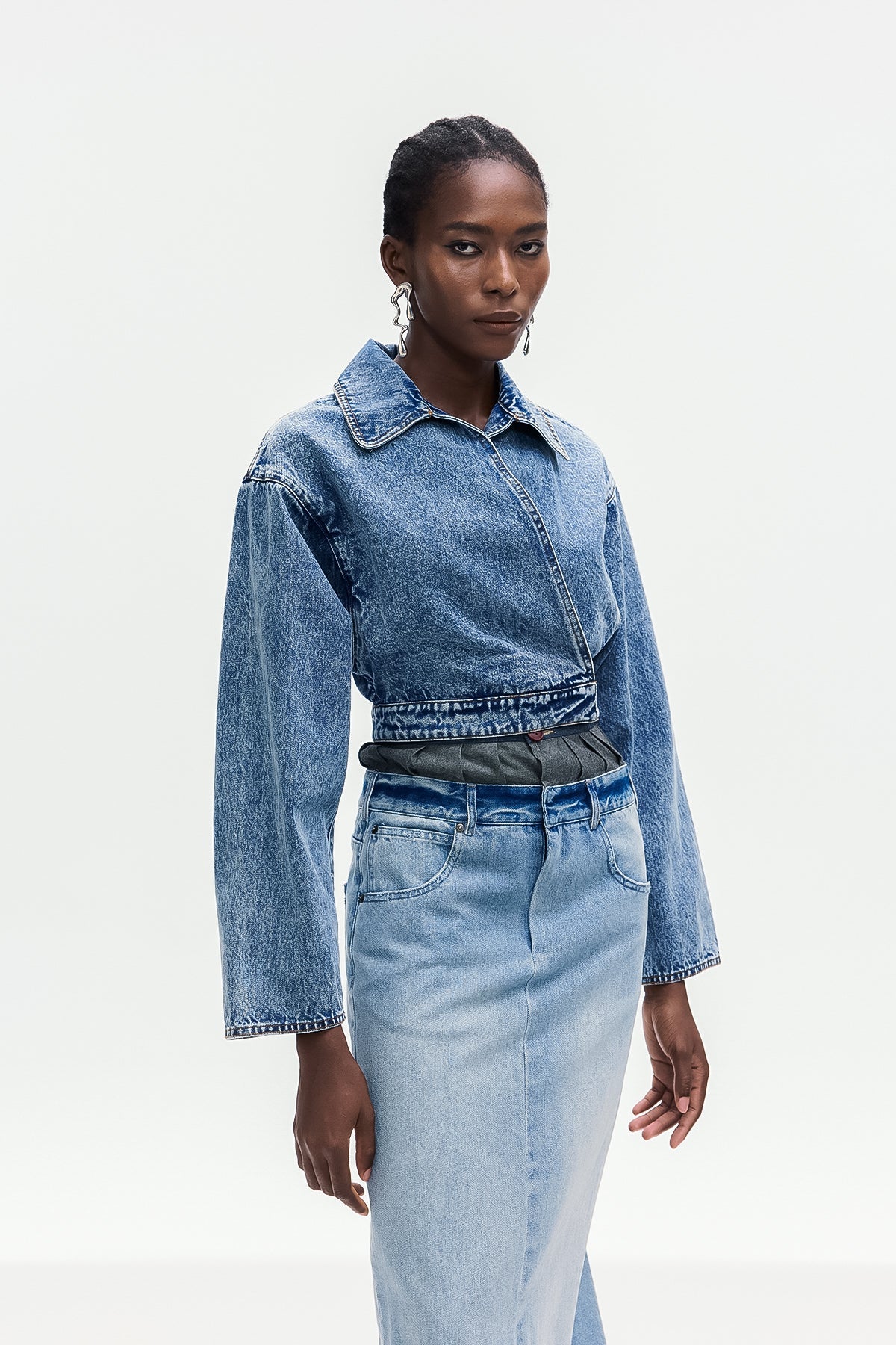 Bohuslava Asimetrik Denim Ceket