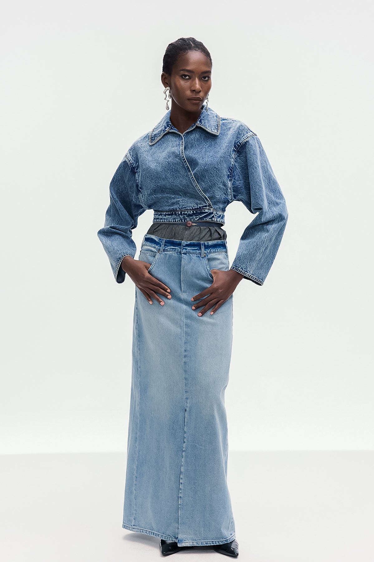 Bohuslava Asimetrik Denim Ceket