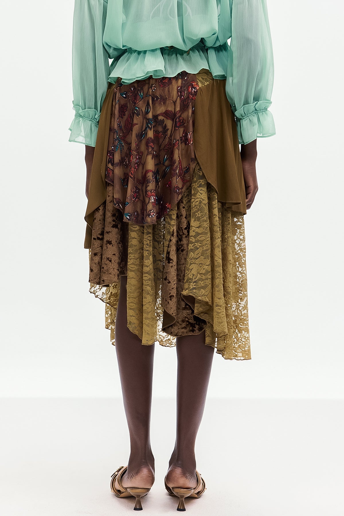 Bolortuyaa Dantel Patchwork Midi Etek
