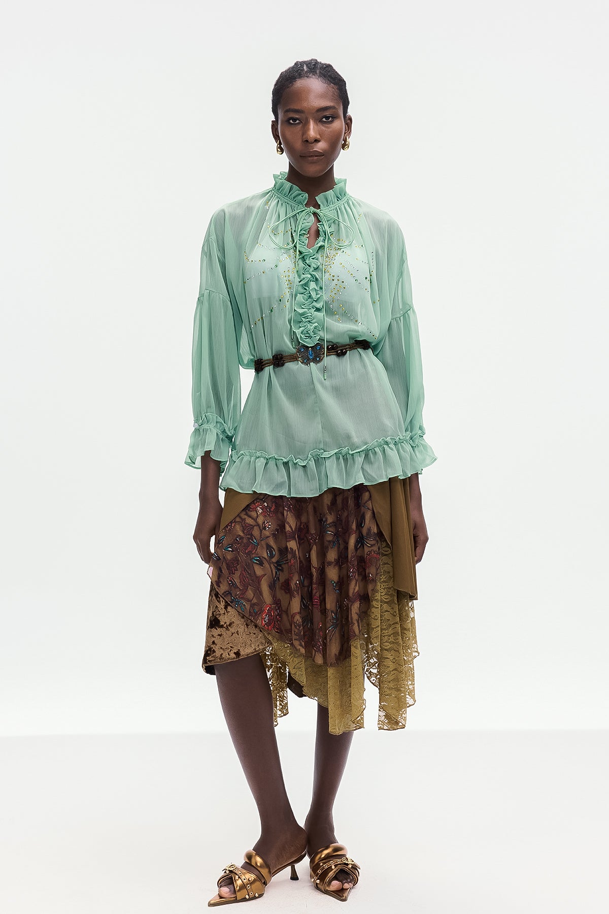 Bolortuyaa Dantel Patchwork Midi Etek