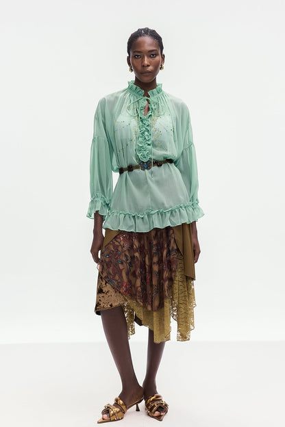 Bolortuyaa Dantel Patchwork Midi Etek
