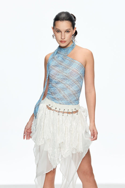 Cainnech Grid Halter Yaka Üst
