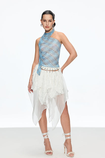 Cainnech Grid Halter Yaka Üst